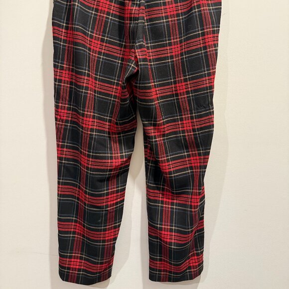 ZARA TRF Elastic Waist Ankle Pants in Red/Black Plaid‎ size large - Picture 7 of 8